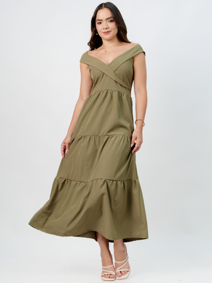 VESTIDO CASUAL CON ESCOTE SUTIL TERESA VERDE