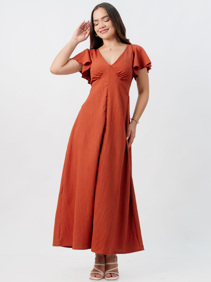 VESTIDO LARGO CORTE A BRENDA RUST