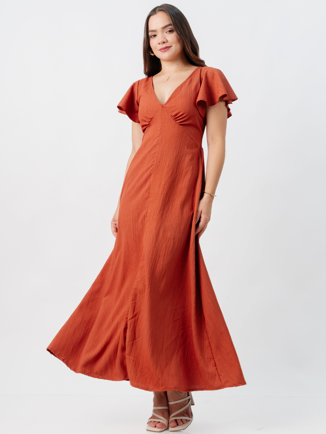 VESTIDO LARGO CORTE A BRENDA RUST