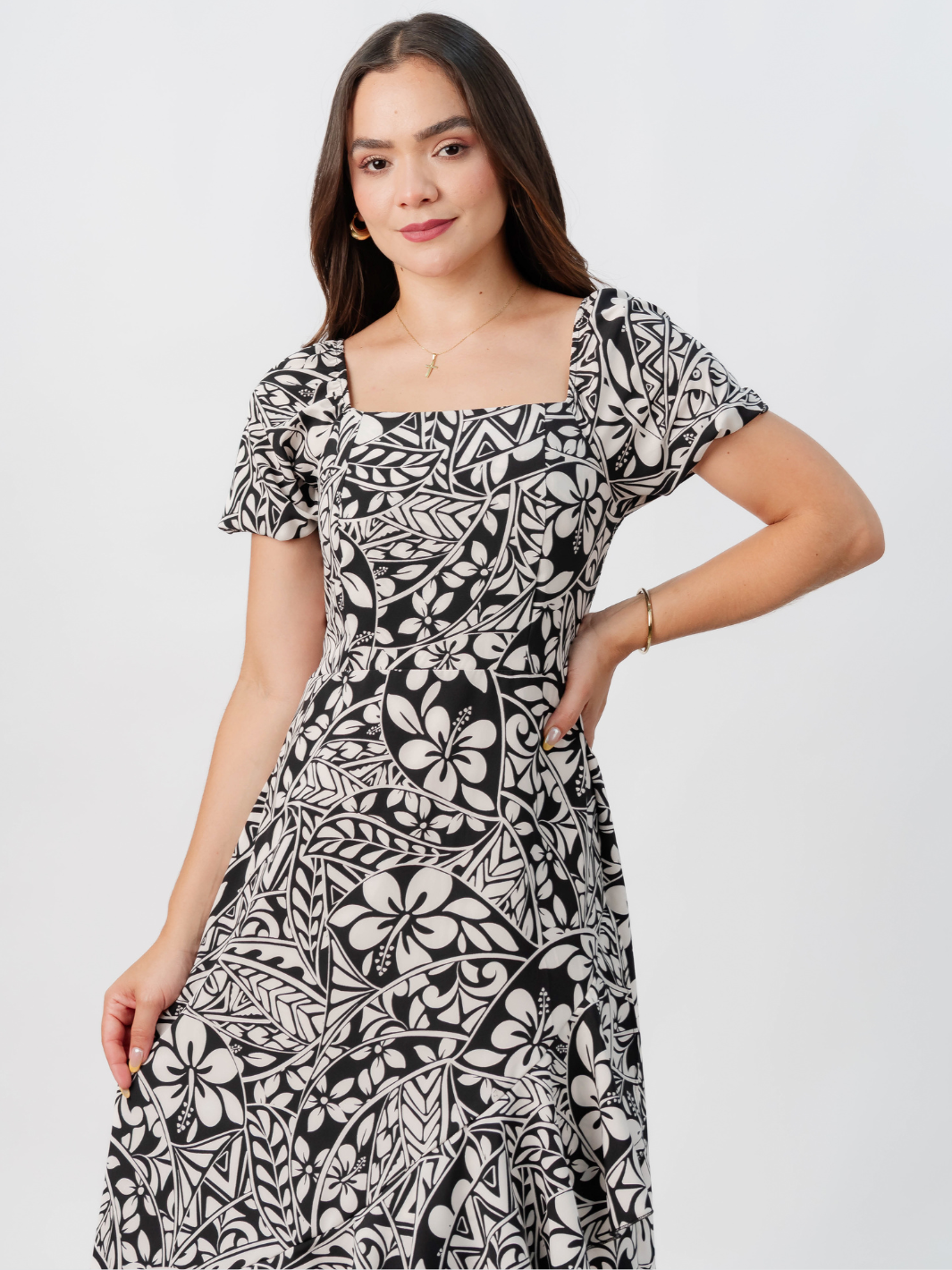 VESTIDO CASUAL LARGO PAOLA NEGRO / PERLA