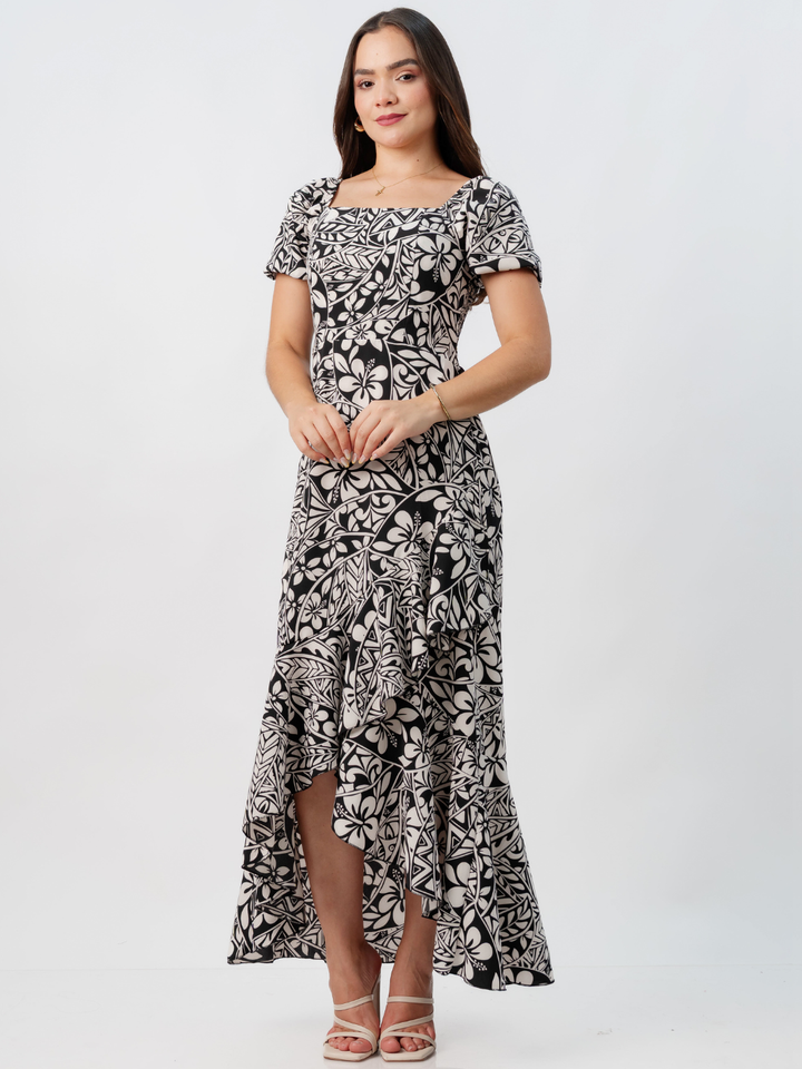 VESTIDO CASUAL LARGO PAOLA NEGRO / PERLA