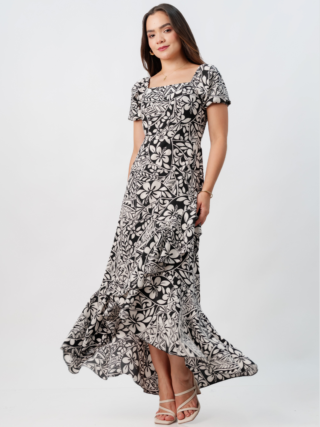 VESTIDO CASUAL LARGO PAOLA NEGRO / PERLA