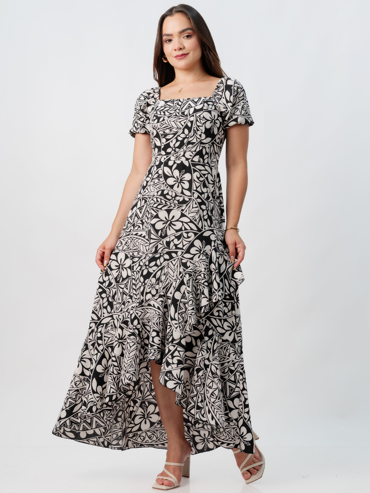 VESTIDO CASUAL LARGO PAOLA NEGRO / PERLA