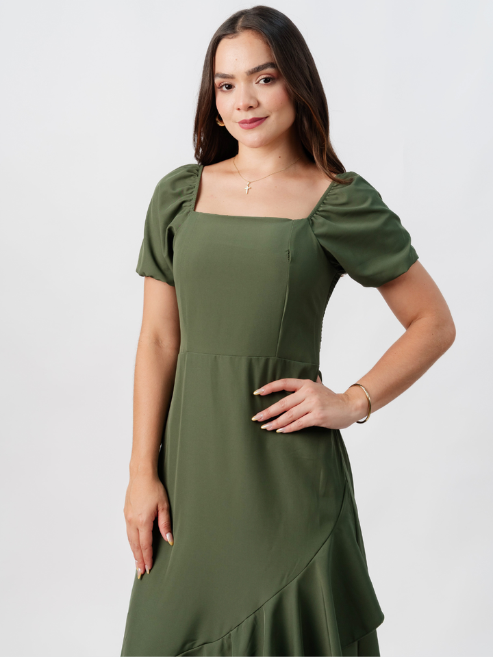 VESTIDO CASUAL LARGO PAOLA VERDE