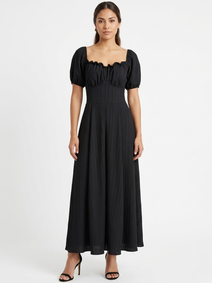 VESTIDO ROMANTICO LARGO NELLY NEGRO