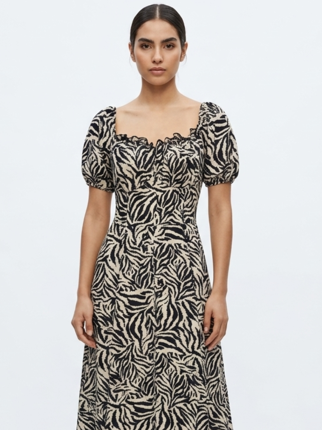 VESTIDO ROMANTICO LARGO NELLY NEGRO / PERLA