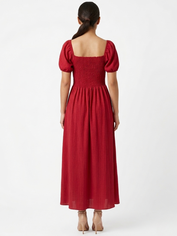 VESTIDO ROMANTICO LARGO NELLY ROJO