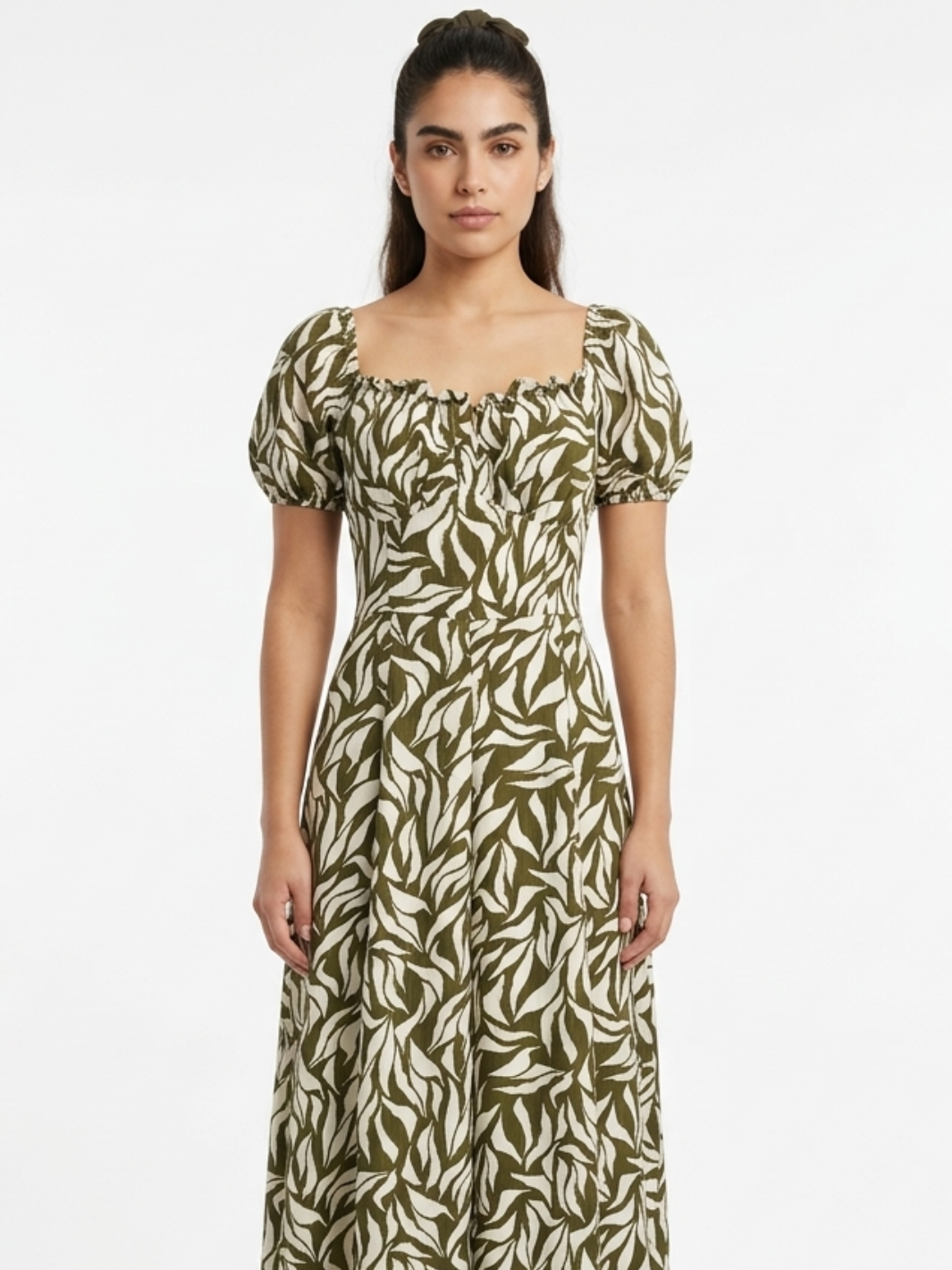 VESTIDO ROMANTICO LARGO NELLY VERDE / PERLA