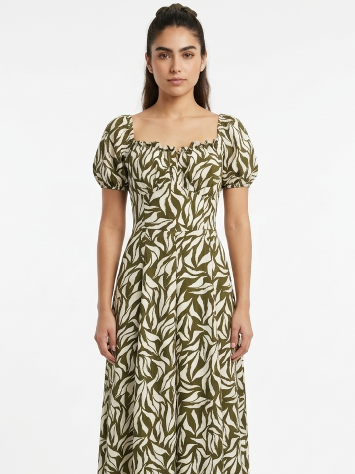 VESTIDO ROMANTICO LARGO NELLY VERDE / PERLA