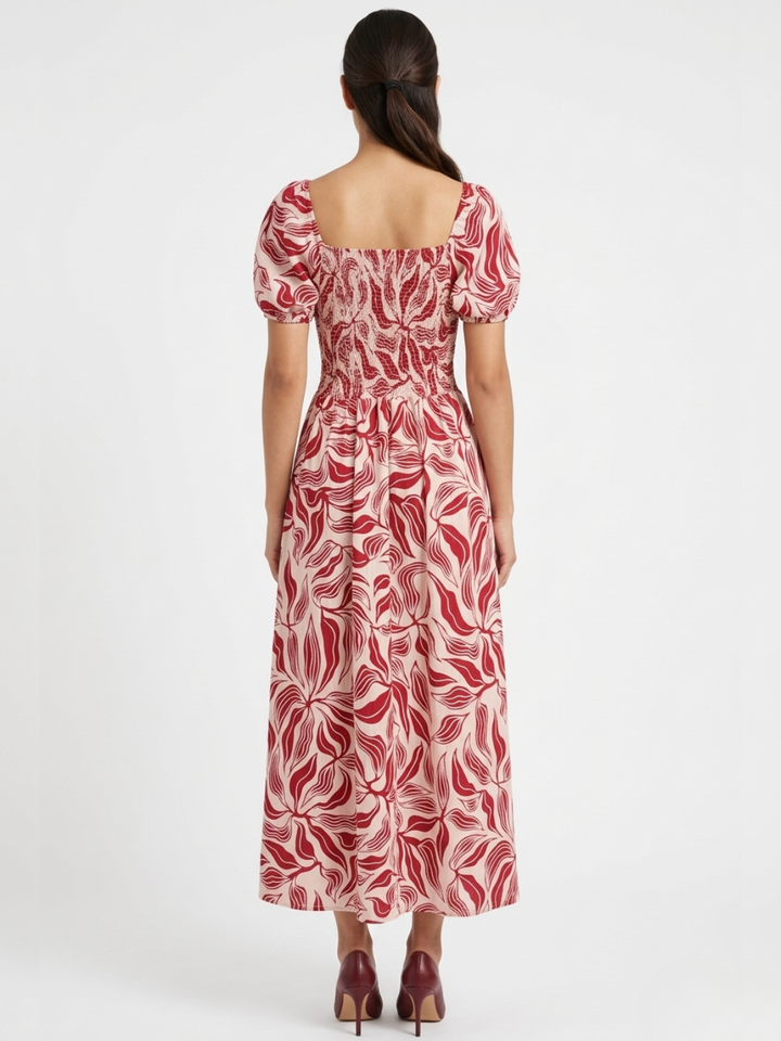 VESTIDO ROMANTICO LARGO NELLY ROSA FLOREADO