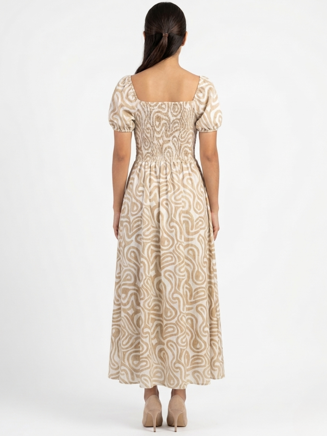 VESTIDO ROMANTICO LARGO NELLY NUDE / PERLA