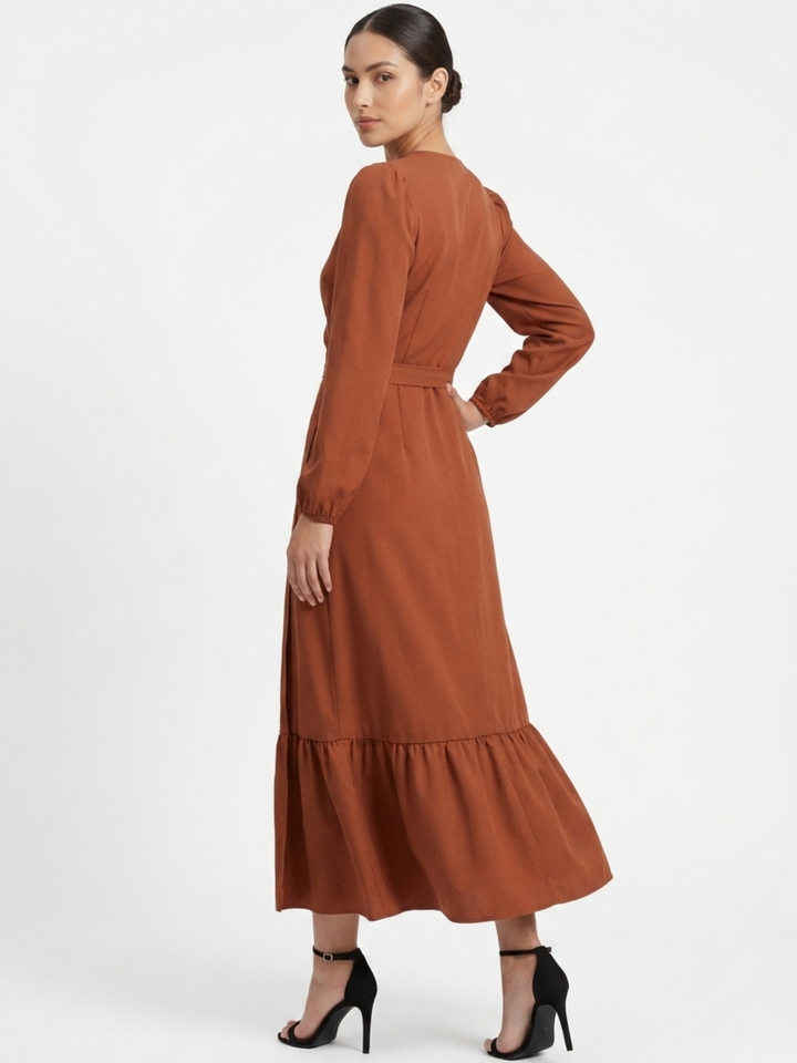 VESTIDO ENVOLVENTE SARA RUST