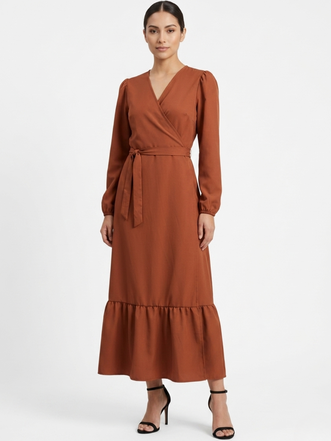 VESTIDO ENVOLVENTE SARA RUST
