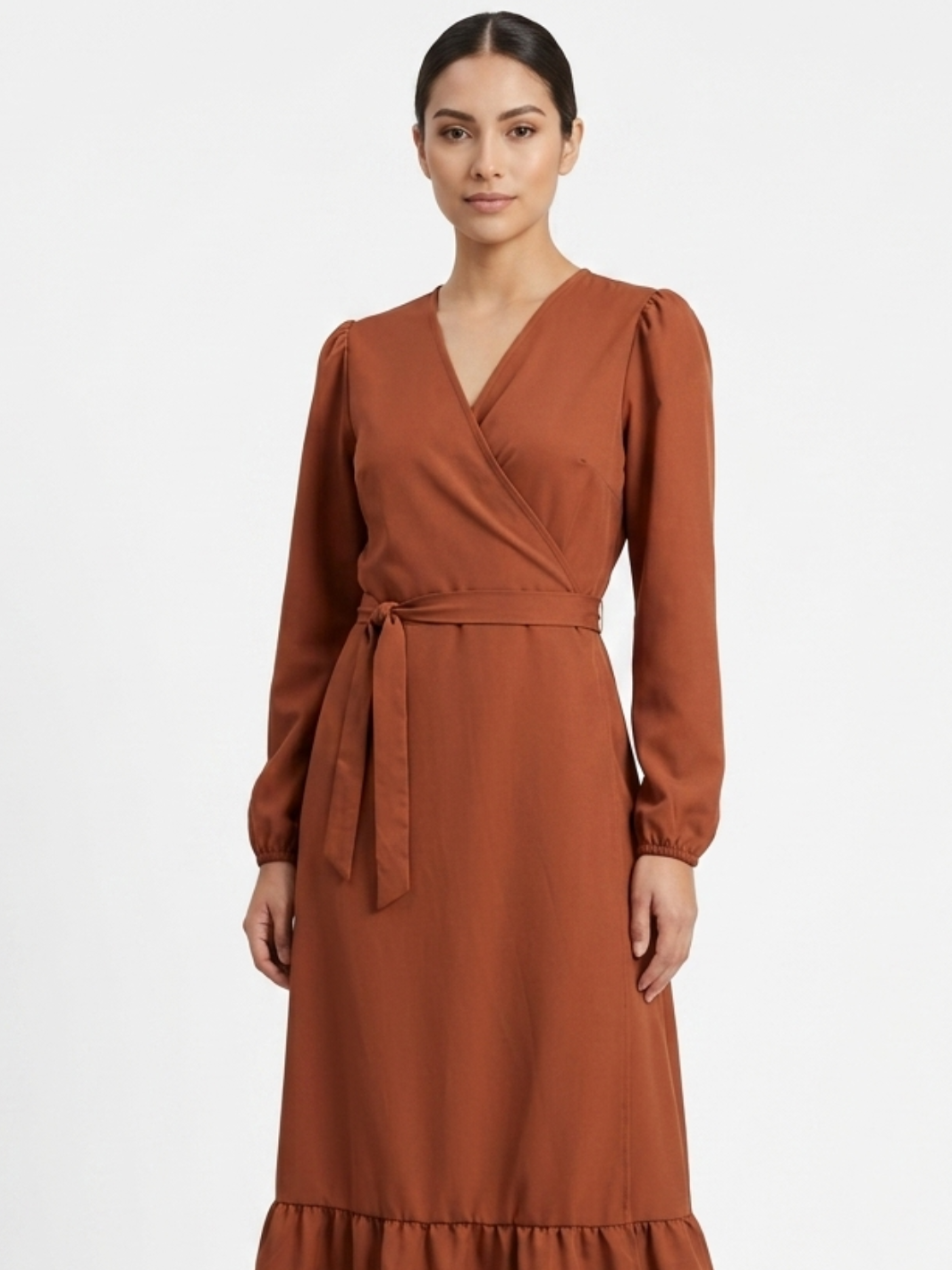 VESTIDO ENVOLVENTE SARA RUST