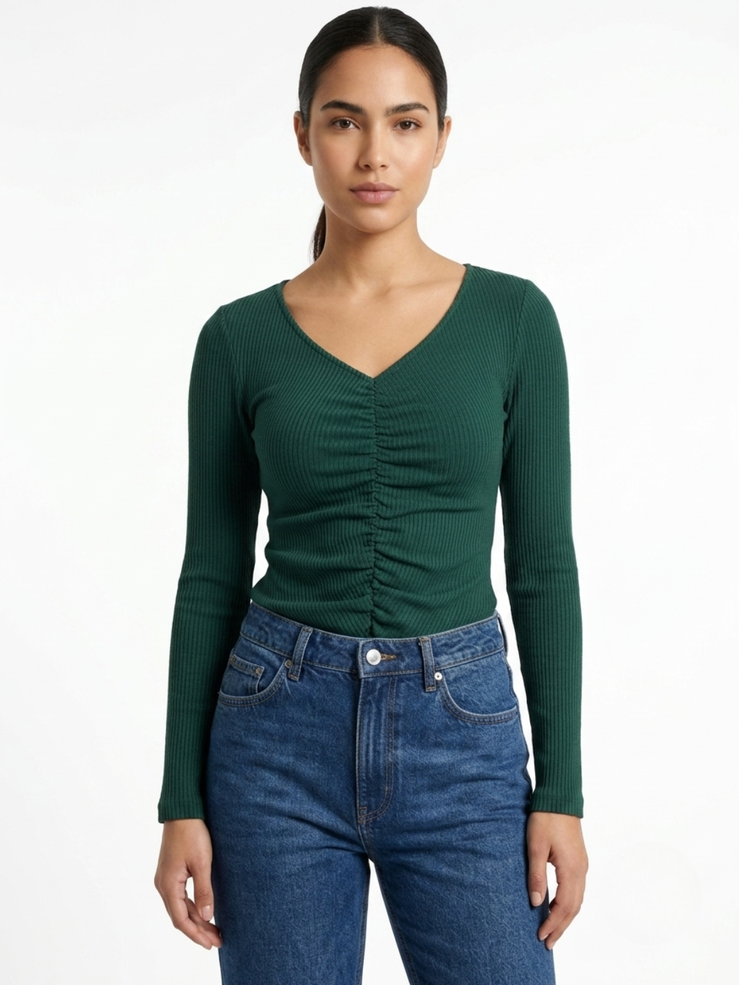 POLO MANGA LARGA CON CUELLO V FANI VERDE