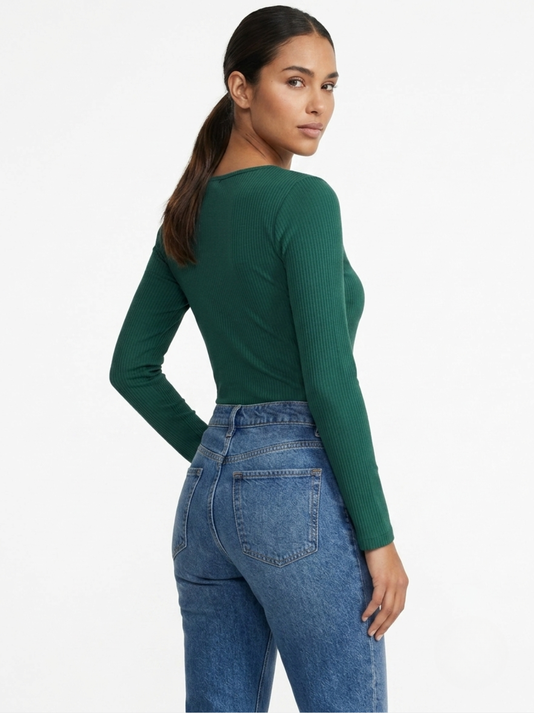 POLO MANGA LARGA CON CUELLO V FANI VERDE