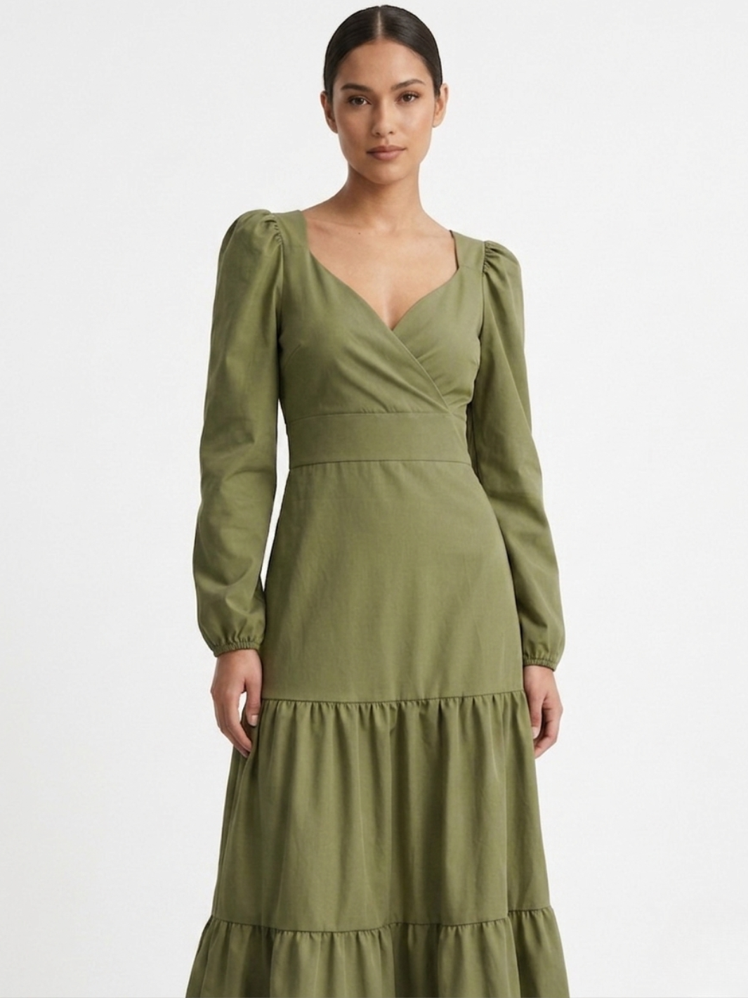 VESTIDO CASUAL LARGO CON LAZO FLORA VERDE