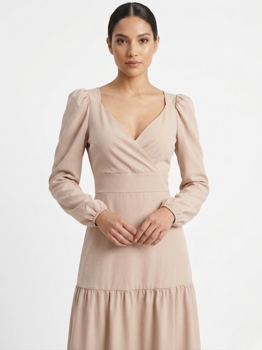 VESTIDO CASUAL LARGO CON LAZO FLORA NUDE