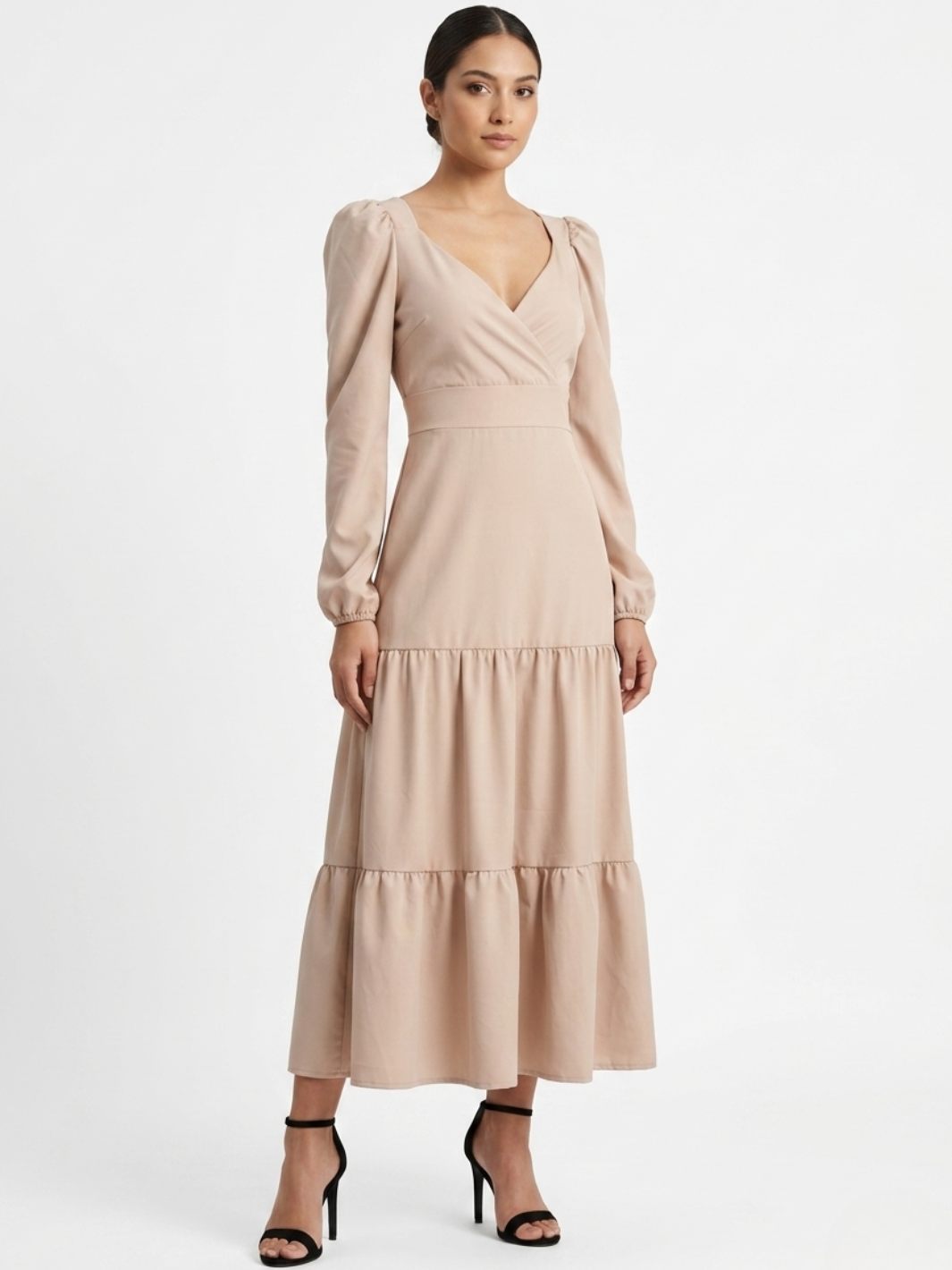VESTIDO CASUAL LARGO CON LAZO FLORA NUDE