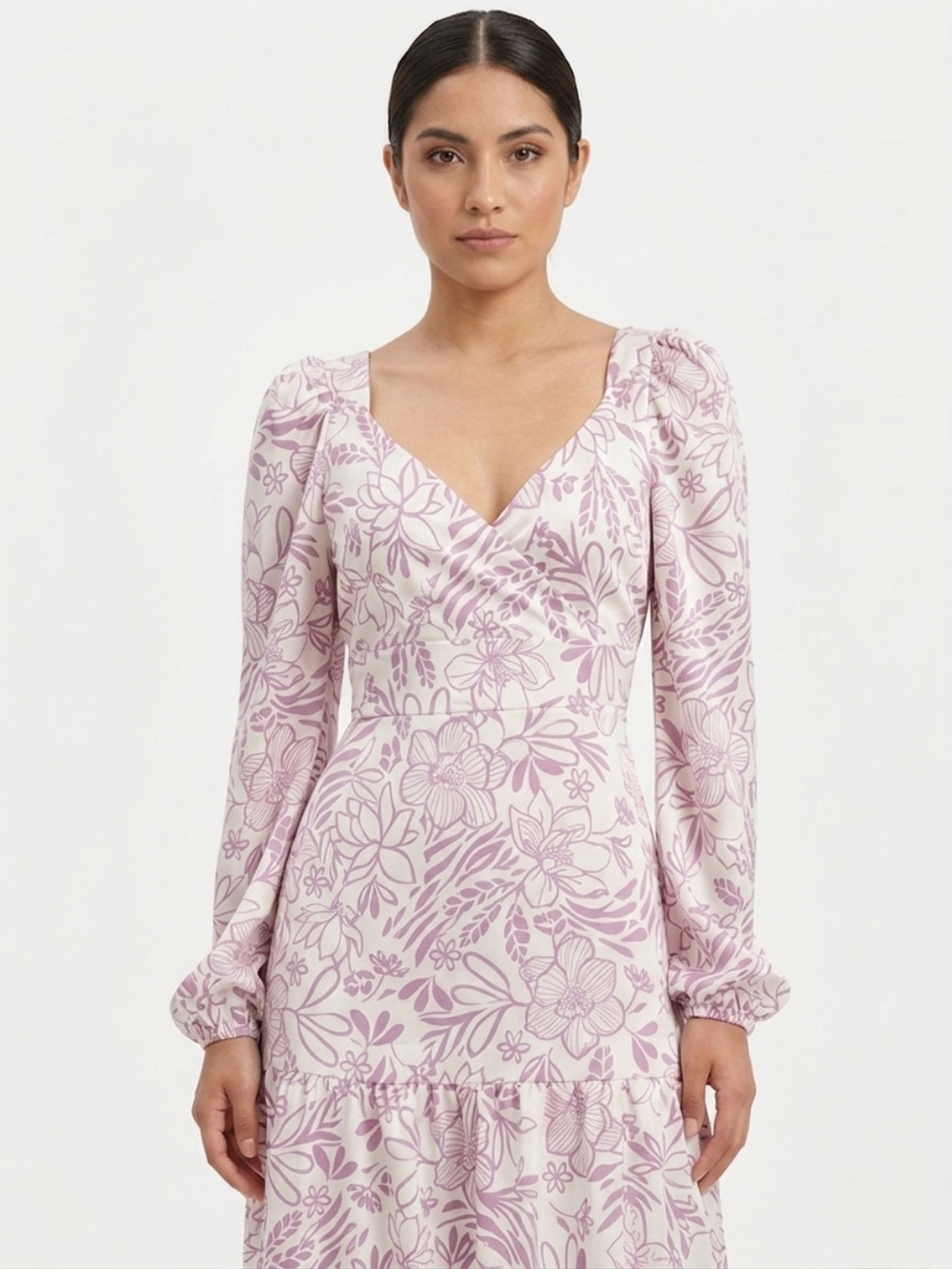 VESTIDO CASUAL LARGO CON LAZO FLORA PERLA FLOREADO