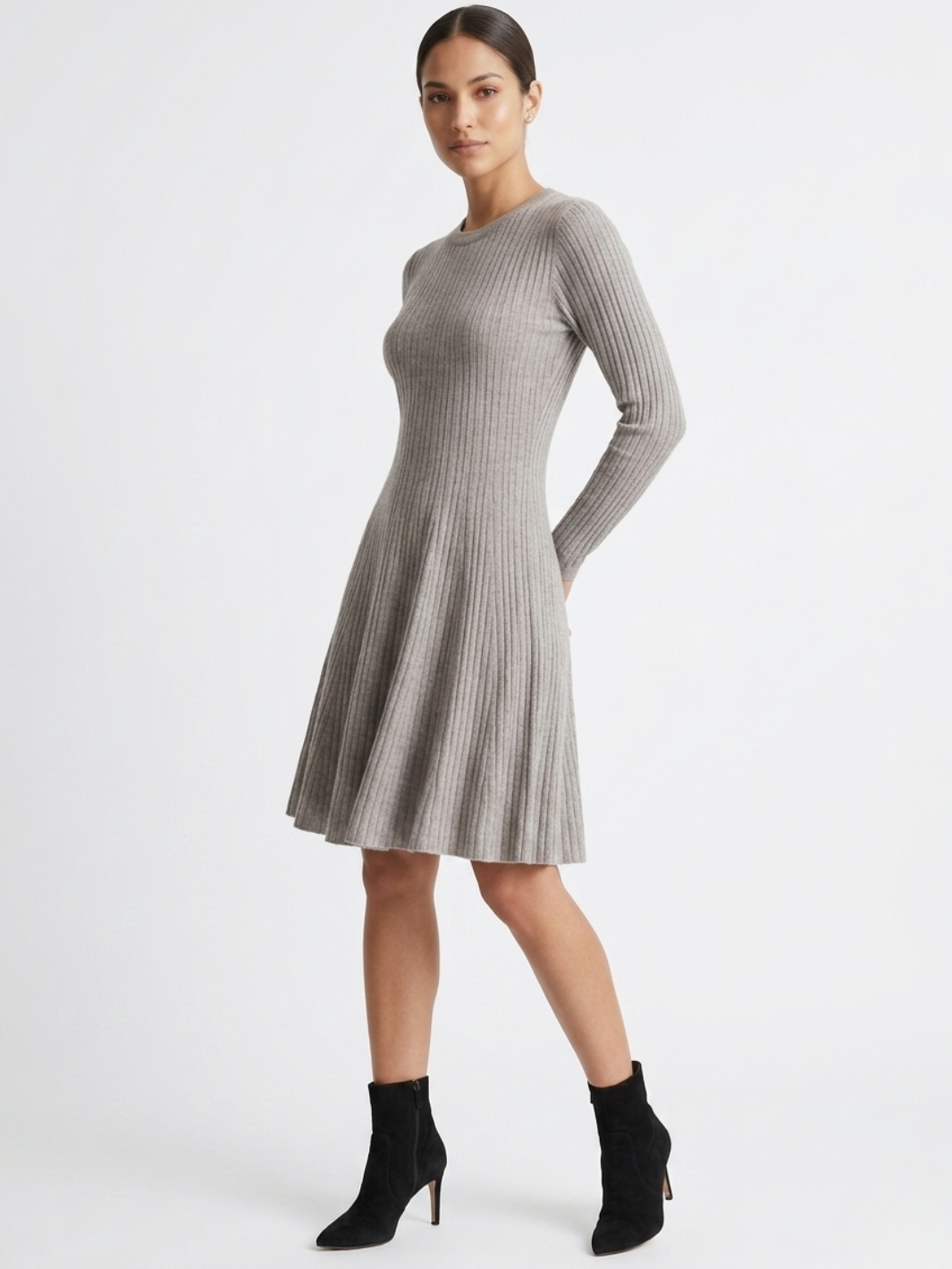 VESTIDO TEJIDO CON FALTA EN CORTE A JOANA MELANGE