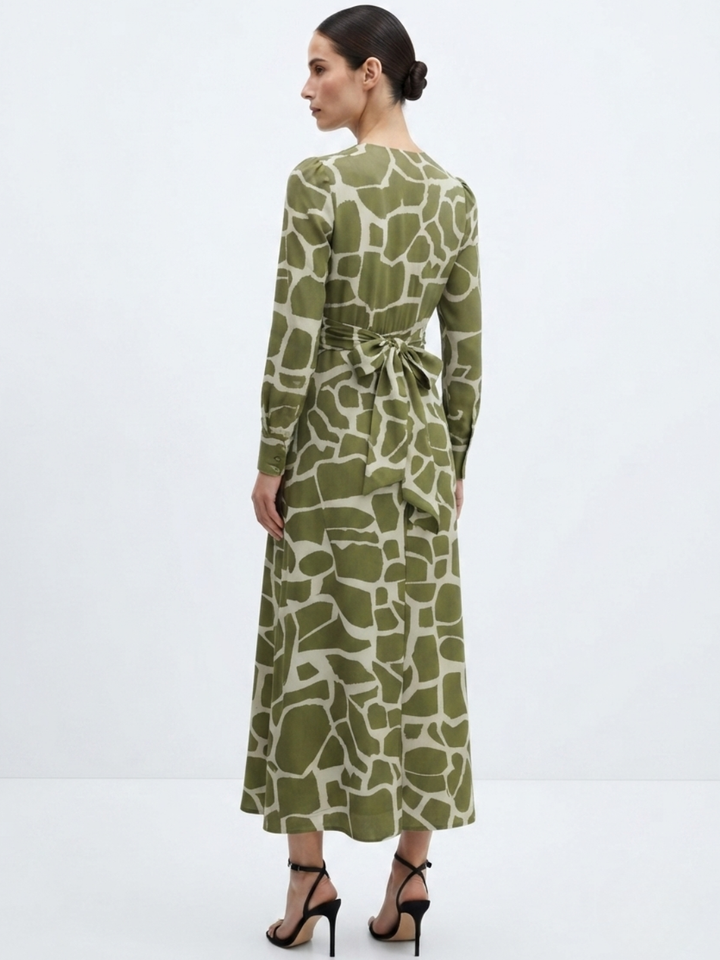 VESTIDO CASUAL LARGO CAMILA VERDE/PERLA