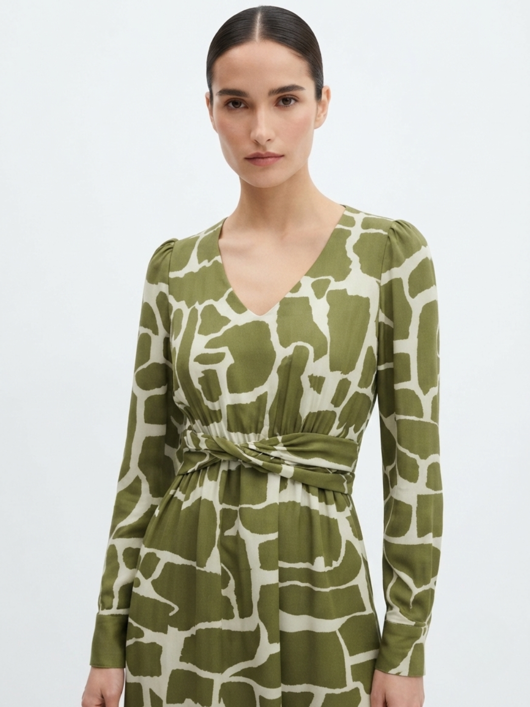 VESTIDO CASUAL LARGO CAMILA VERDE/PERLA