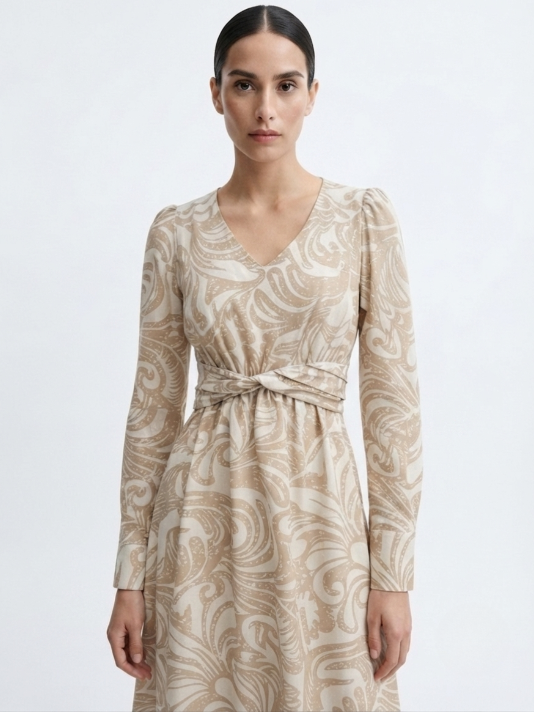 VESTIDO CASUAL LARGO CAMILA NUDE/PERLA