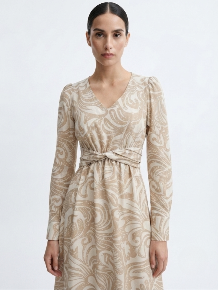 VESTIDO CASUAL LARGO CAMILA NUDE/PERLA