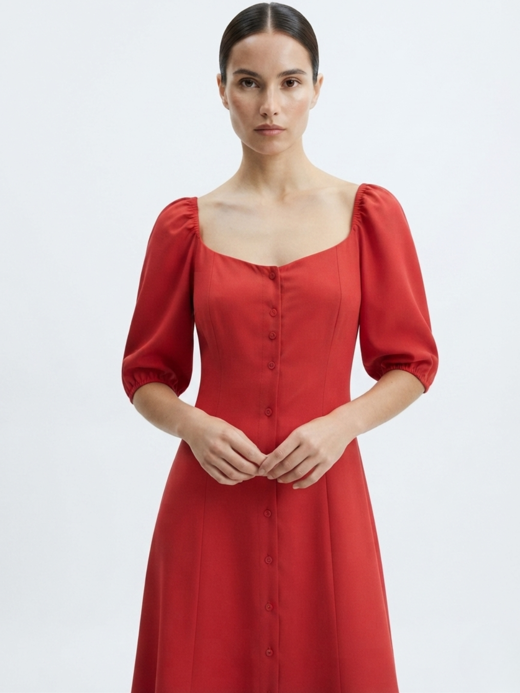 VESTIDO LARGO CON BOTONES MAGDALENA ROJO