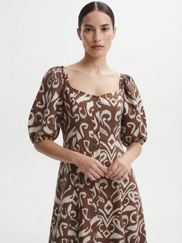 VESTIDO LARGO CON BOTONES MAGDALENA CHOCOLATE