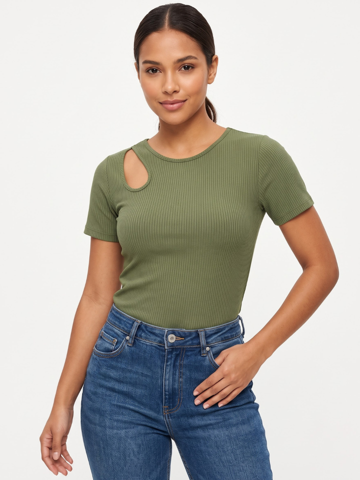 POLO MANGA CORTA CON CUELLO REDONDO AZUCENA VERDE