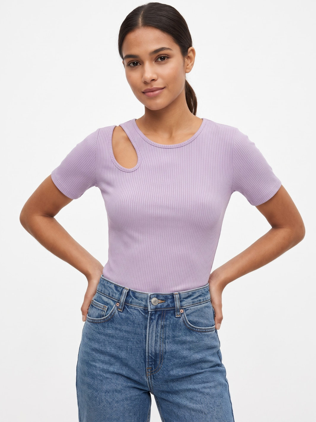POLO MANGA CORTA CON CUELLO REDONDO AZUCENA LILA