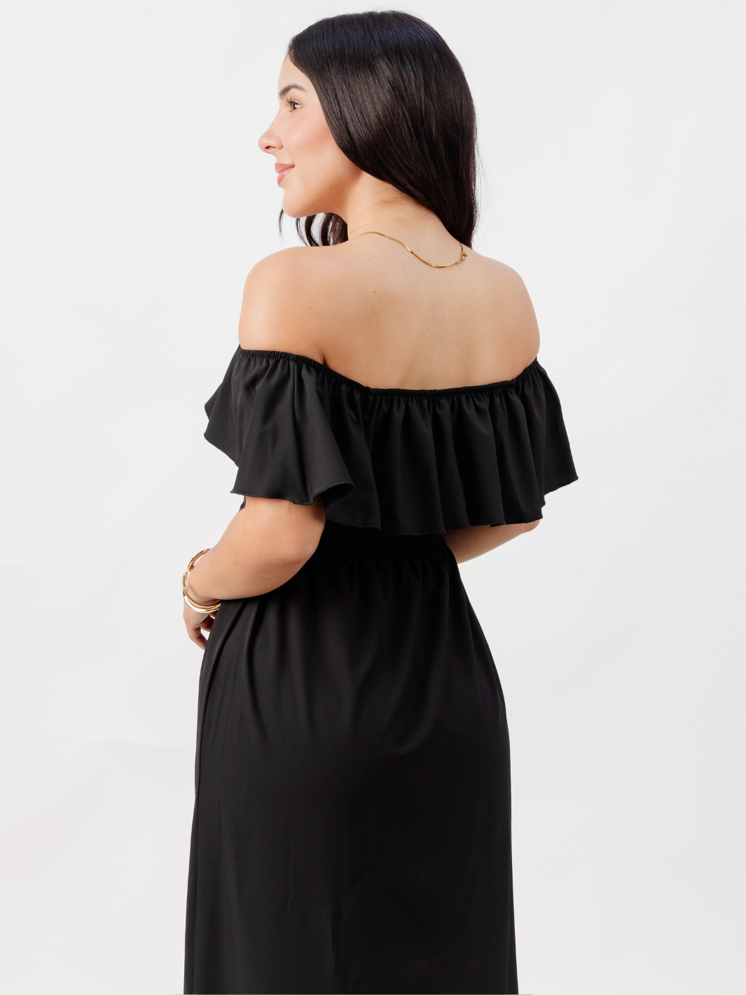 VESTIDO RUMBERO CASUAL LARGO MINERVA NEGRO