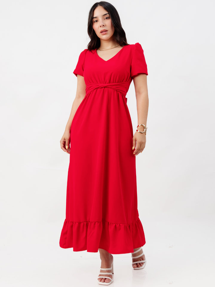 VESTIDO CASUAL LARGO REBECA ROJO