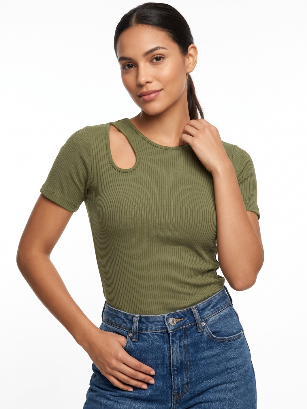 POLO MANGA CORTA CON CUELLO REDONDO AZUCENA VERDE