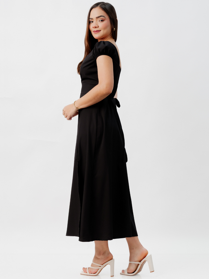 VESTIDO CASUAL LARGO CRISS NEGRO