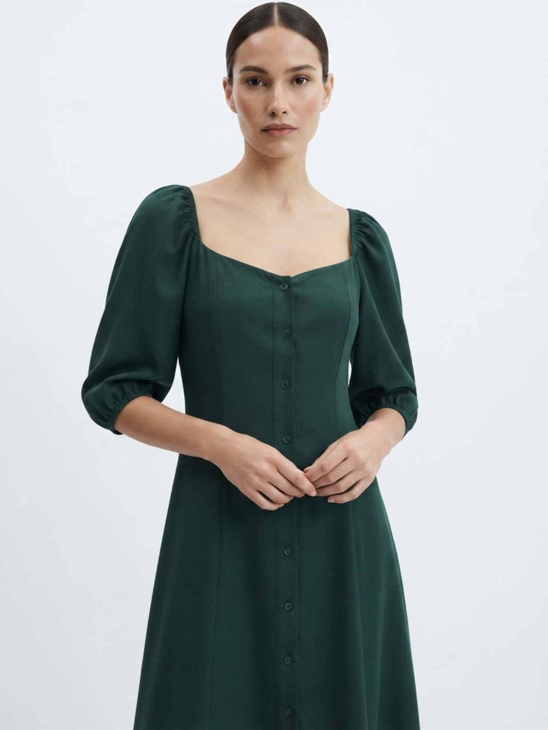 VESTIDO LARGO CON BOTONES MAGDALENA VERDE