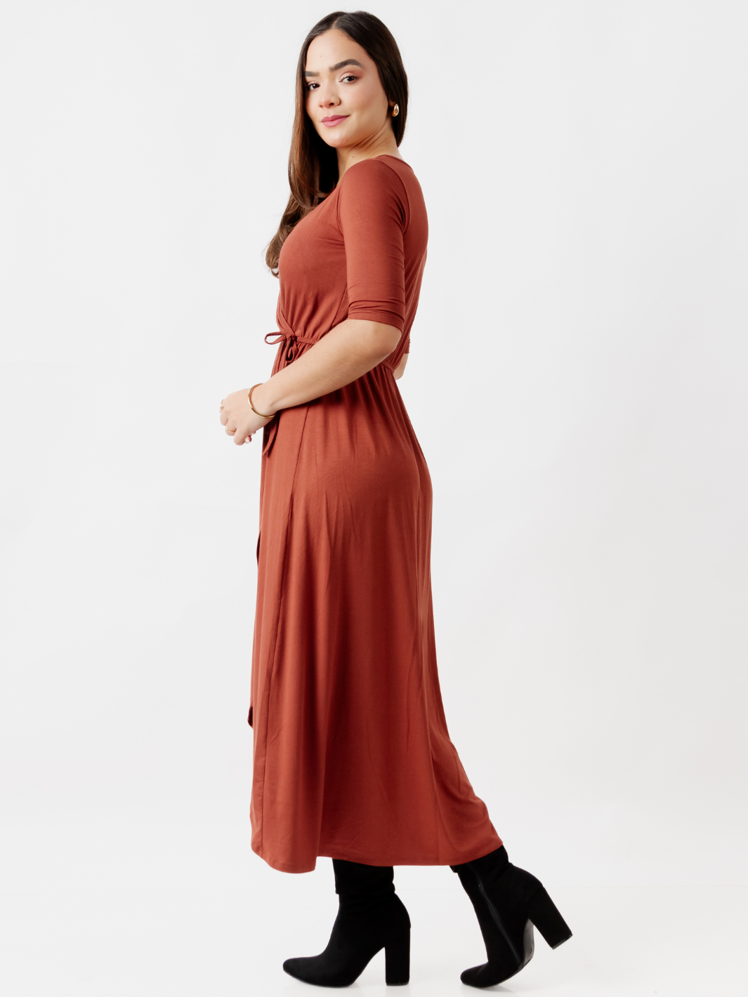 VESTIDO CON MANGA 3/4 GEMMA TERRACOTA