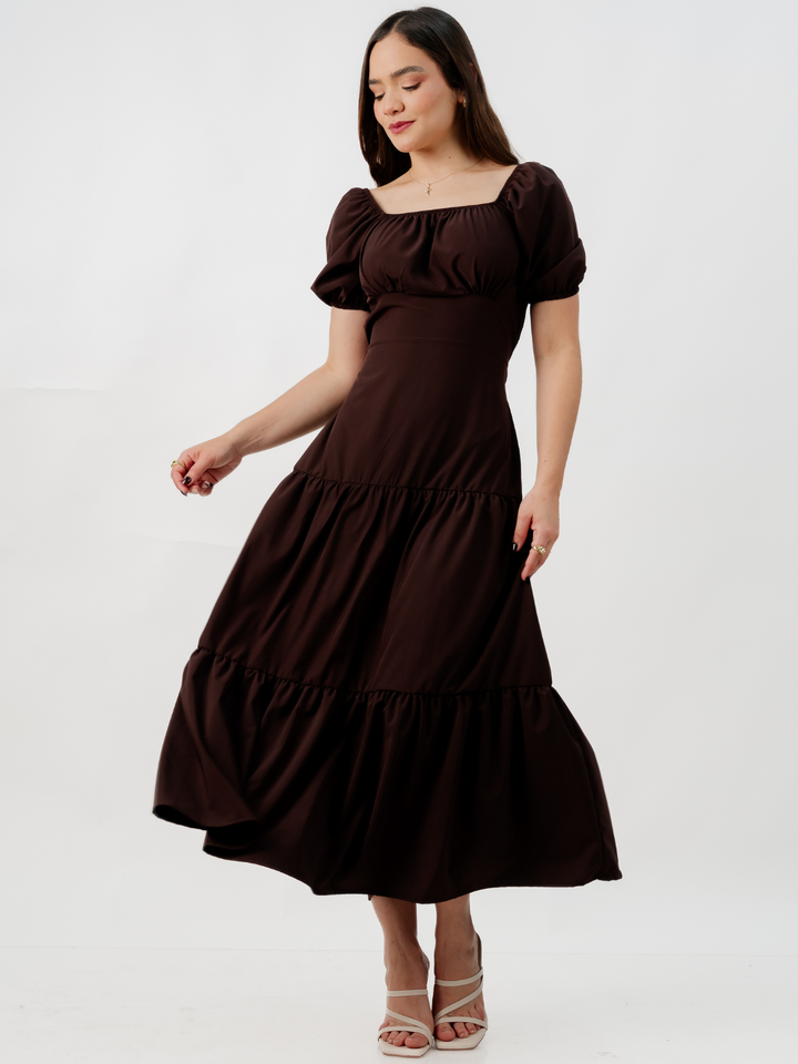 VESTIDO CASUAL LARGO TATIANA MARRON