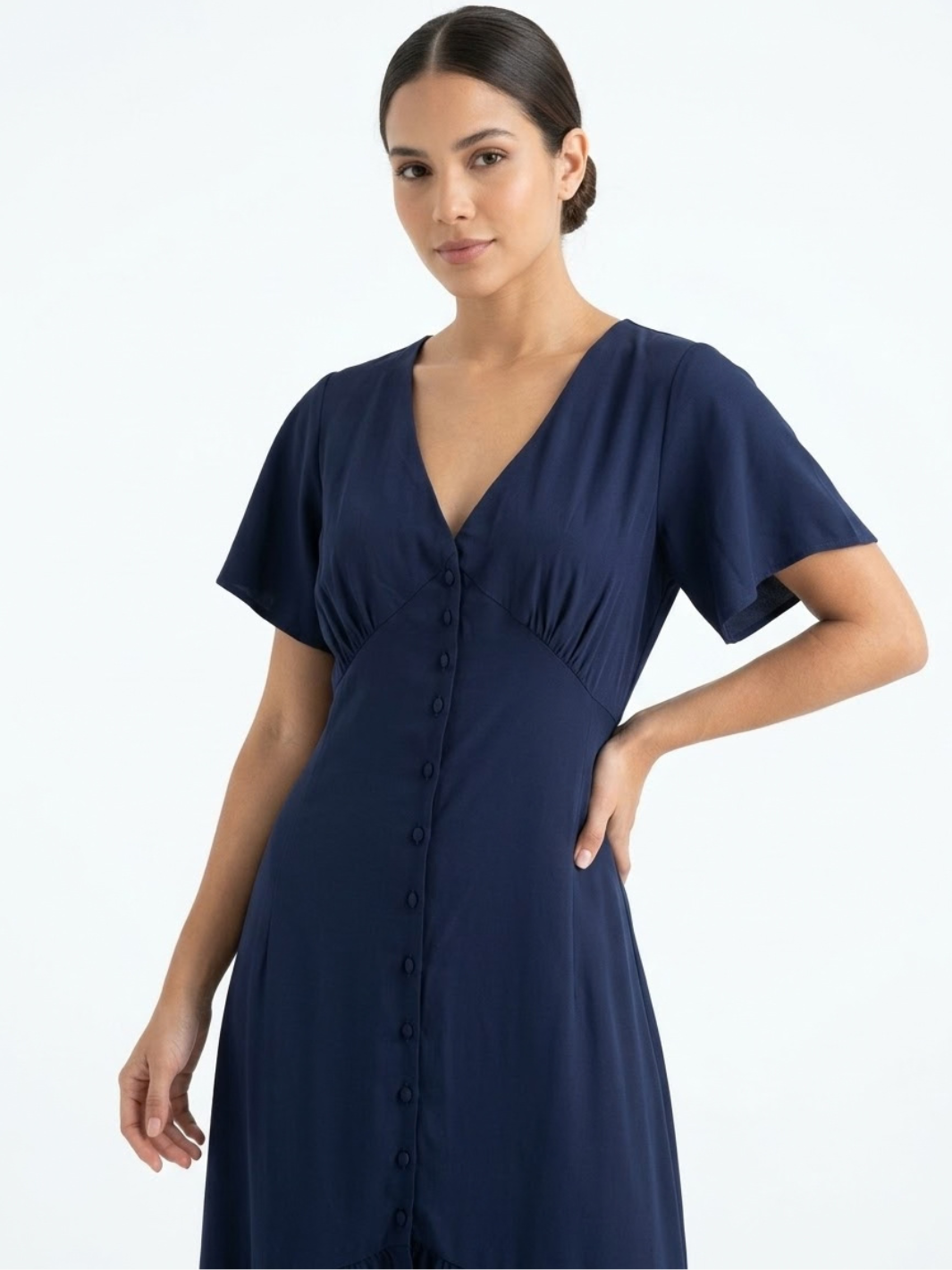 VESTIDO CASUAL CON BOTONES DELANTEROS MONSERRAT AZUL