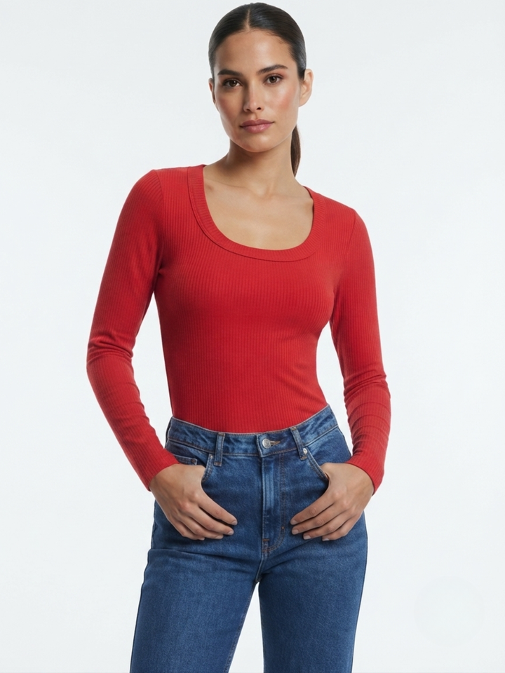 POLO MANGA LARGA CON CUELLO REDONDO NOEMI ROJO