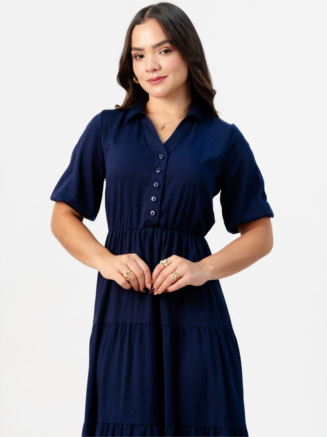 VESTIDO CAMISERO CON FALDA EN TIEMPOS ZAMIRA AZUL