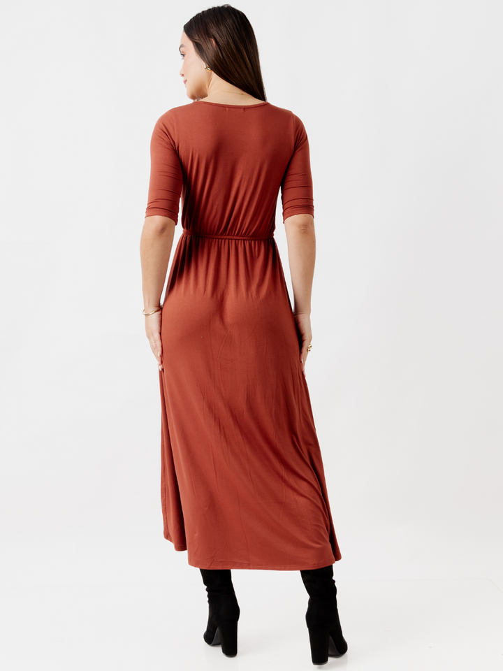 VESTIDO CON MANGA 3/4 GEMMA TERRACOTA