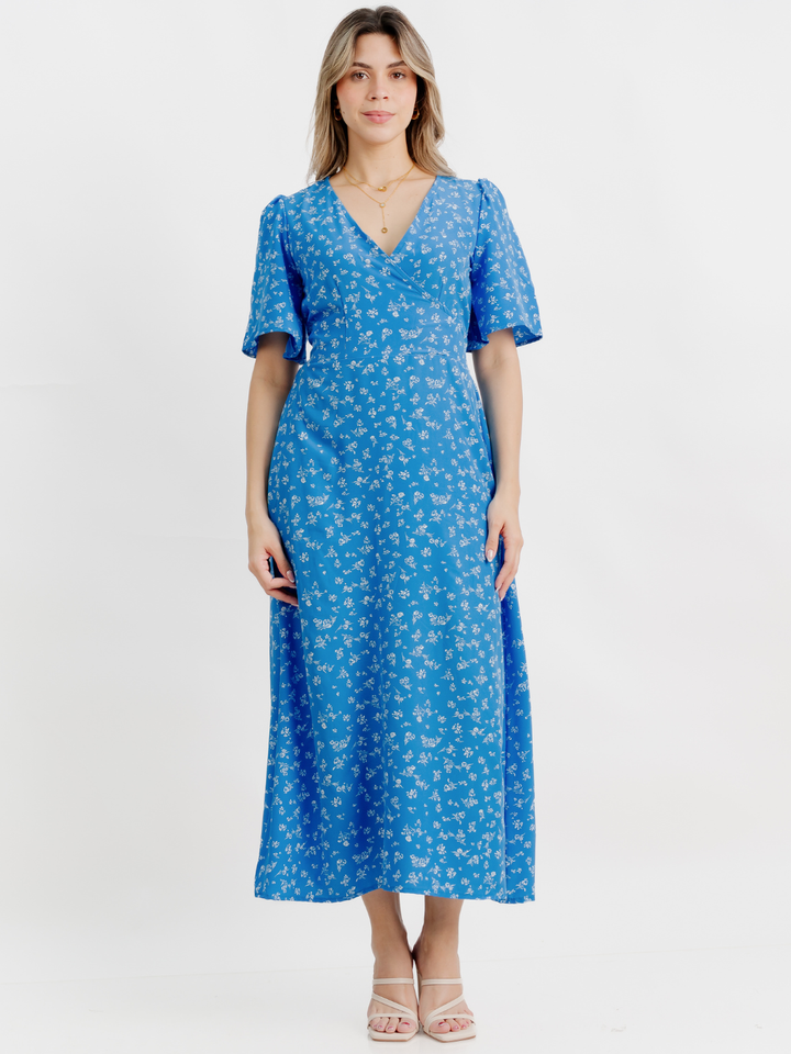 VESTIDO CASUAL LARGO LISA TURQUESA