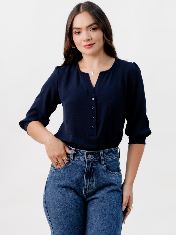 BLUSA MANGA 3/4 CALA AZUL