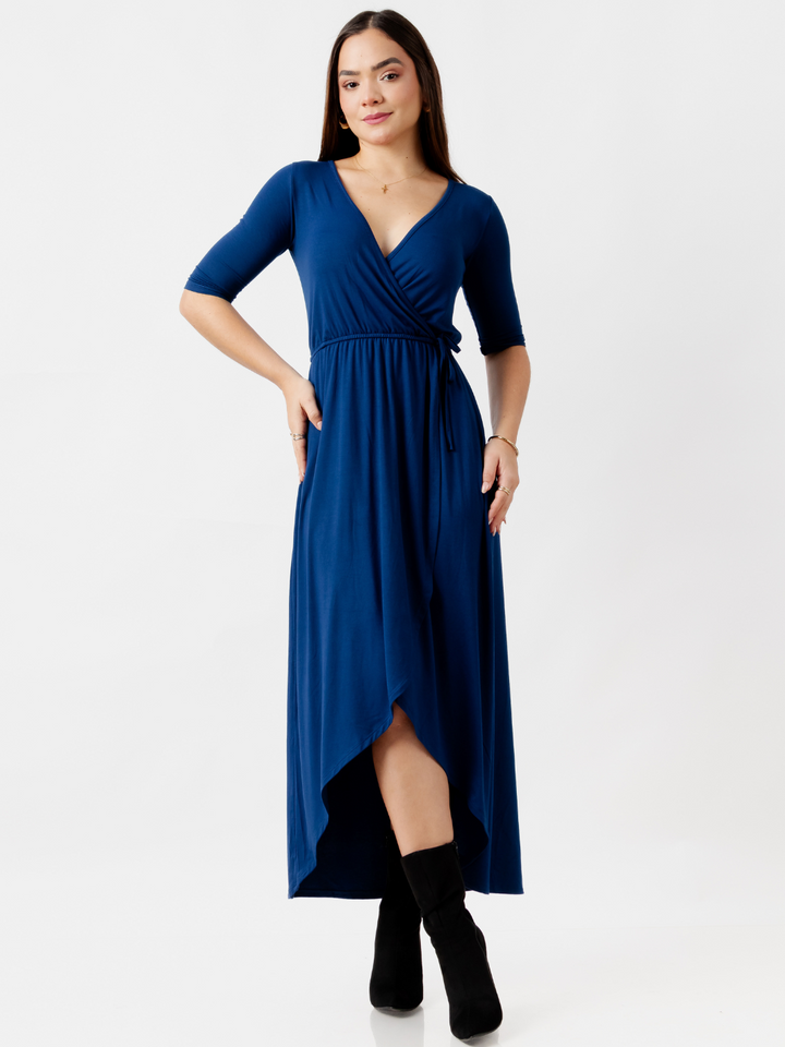 VESTIDO CON MANGA 3/4 GEMMA AZUL
