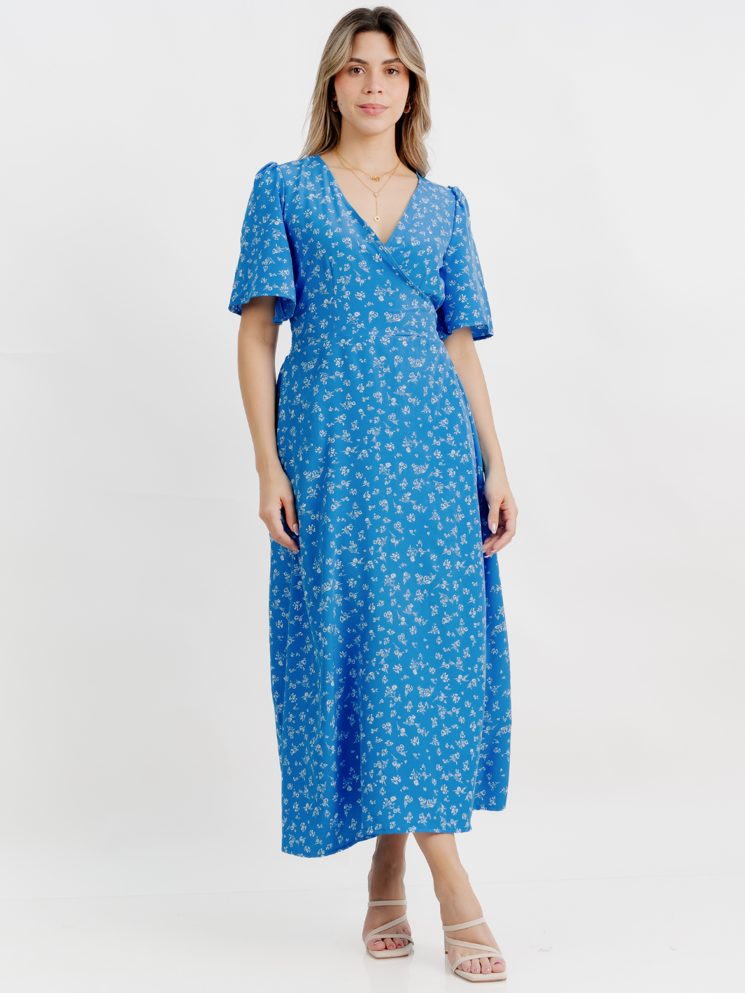 VESTIDO CASUAL LARGO LISA TURQUESA