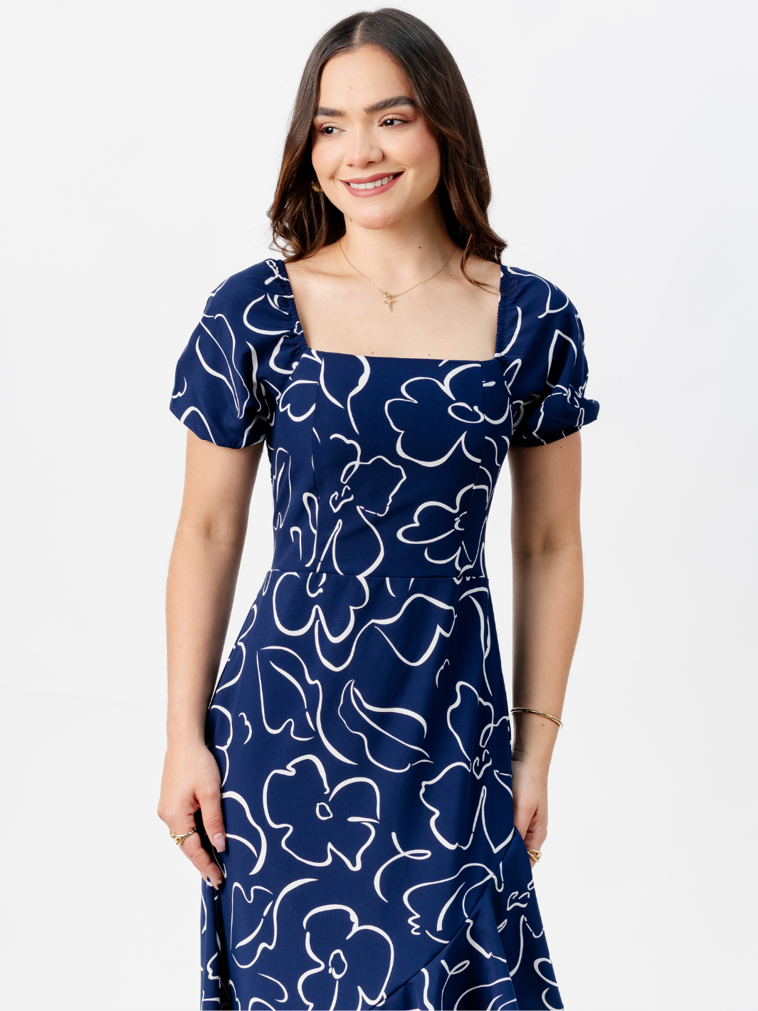 VESTIDO CASUAL LARGO PAOLA AZUL