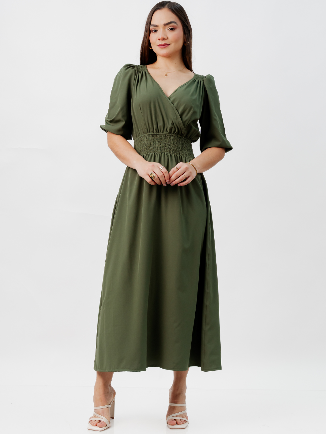 VESTIDO CASUAL LARGO JESSIA VERDE
